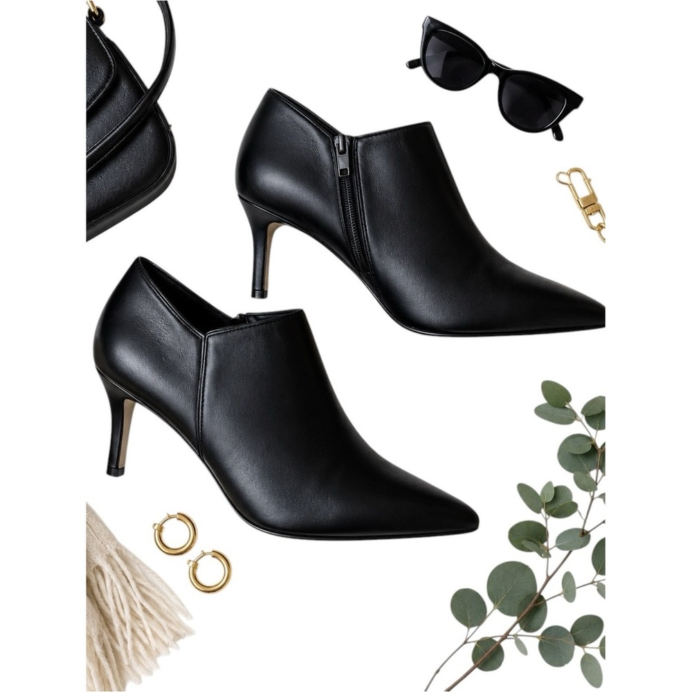 Via Spiga Black Leather Pointed Toe Stiletto Heel Ankle Booties 8 Italian EU 39